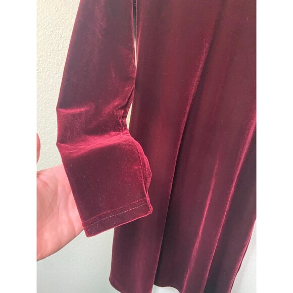 Vintage The Territory Ahead Women's Red Maroon Velvet Long Sleeve Midi Dress Med - Picture 3 of 8